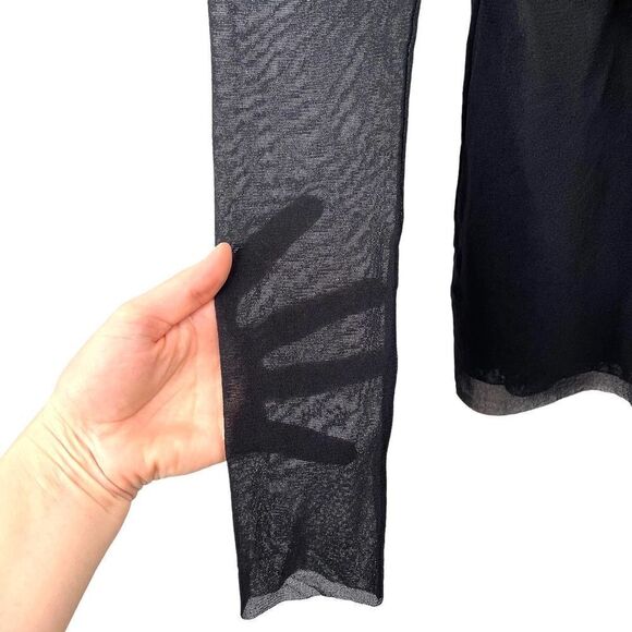 Jean Paul Gaultier Fuzzi mesh faux wrap long sleeve top Sz S black boho goth - Picture 5 of 8